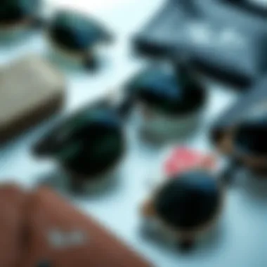 Stylish flat lay of Ray-Ban Legend sunglasses with fashion accessories