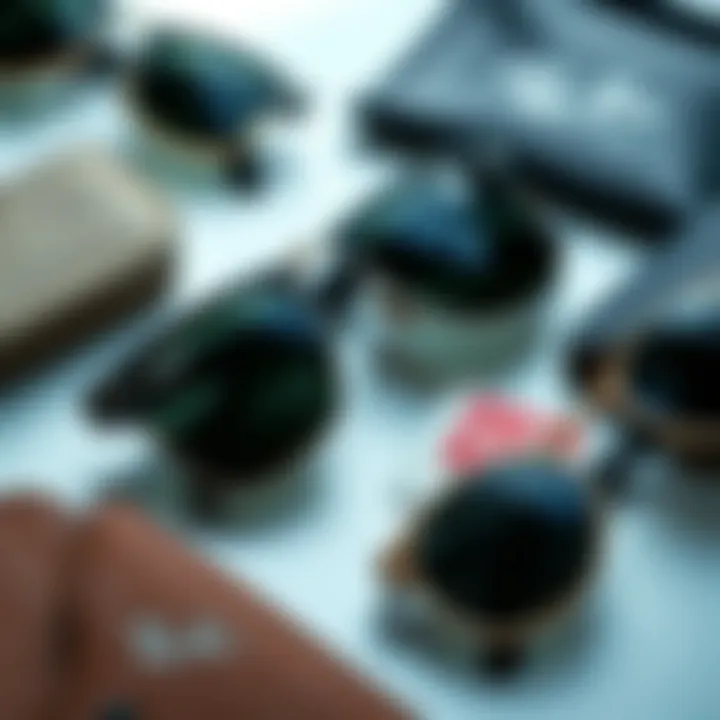 Stylish flat lay of Ray-Ban Legend sunglasses with fashion accessories