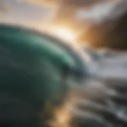 A breathtaking view of the surf at Kauai showcasing waves crashing against the shore