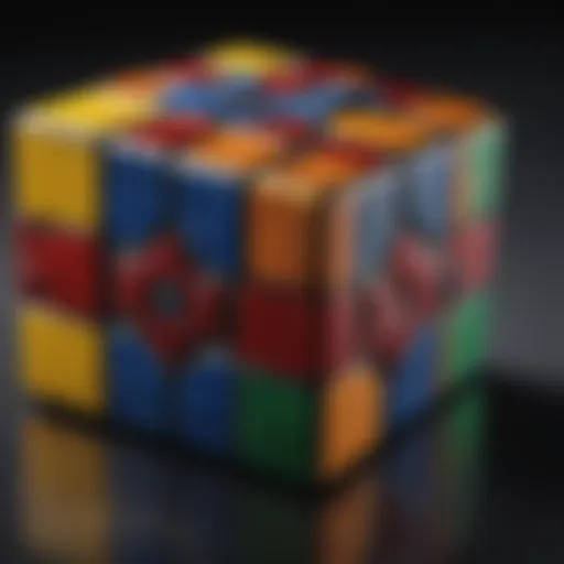 A close-up of a vibrant Rubik's Cube showcasing intricate patterns