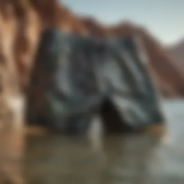 RVCA Camo Swim Shorts in Action Action shot of RVCA camo swim shorts in use during an extreme sport activity