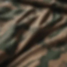 Close-up view of RVCA camo swim shorts showcasing fabric texture and design