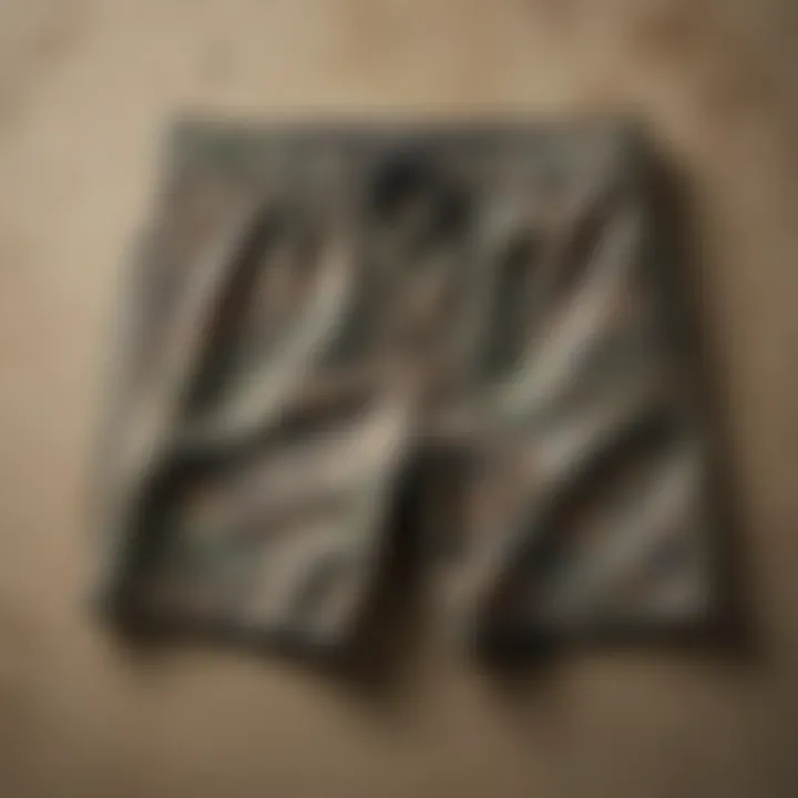 Stylish display of RVCA camo swim shorts highlighting unique design elements