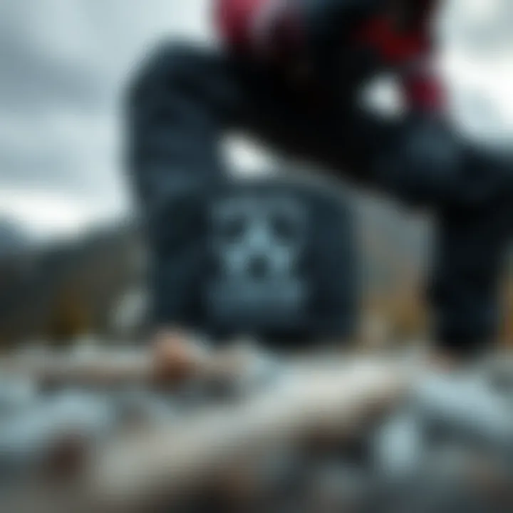 Salty Crew Gear in an Outdoor Adventure Salty Crew gear showcased in an outdoor adventure setting