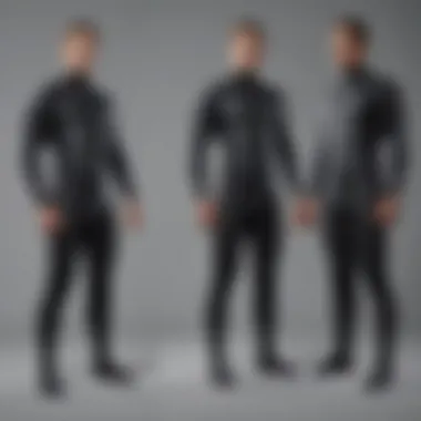 A diagram showcasing the various fits of wetsuits available.