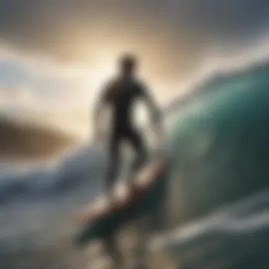 Surfing in Various Weather Conditions A surfer experiencing different weather conditions in the ocean.