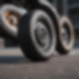 Close-up view of different skateboarding wheels showcasing various hardness levels