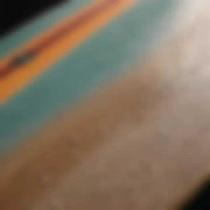 Close-up of surfboard materials highlighting construction and texture