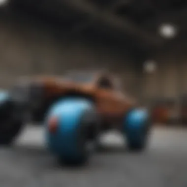 Close-up of skateboard trucks showcasing their mechanism and durability.