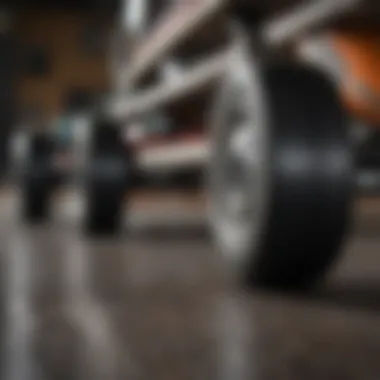 Durable Wheels and Trucks of a Quality Skateboard Detailed view of skateboard wheels and trucks