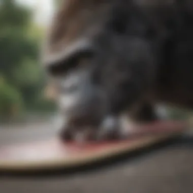 Gorilla traction pads applied on a skateboard deck