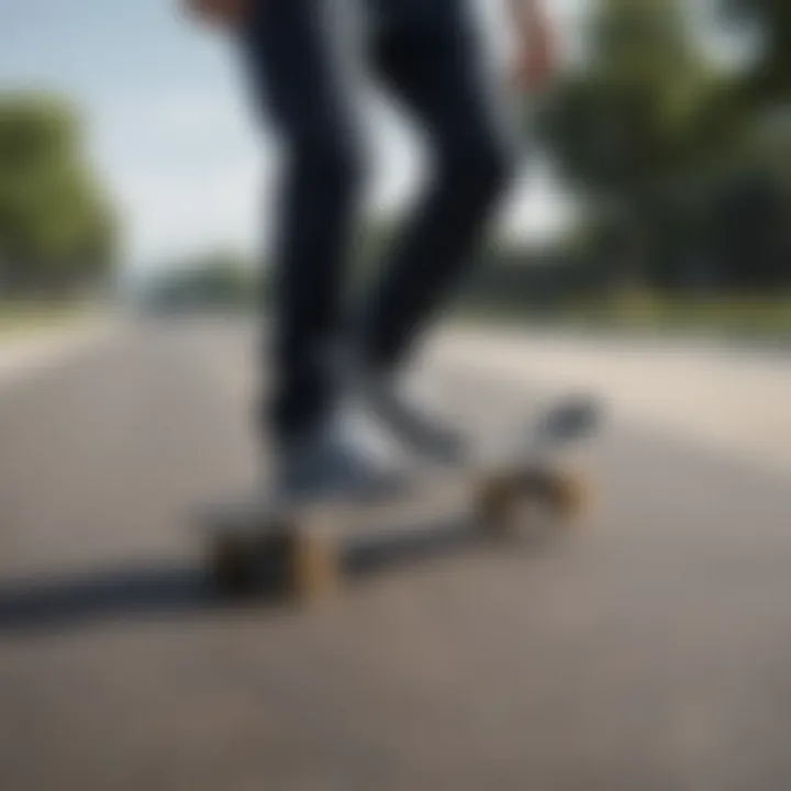 An individual riding a skateboard on a smooth surface