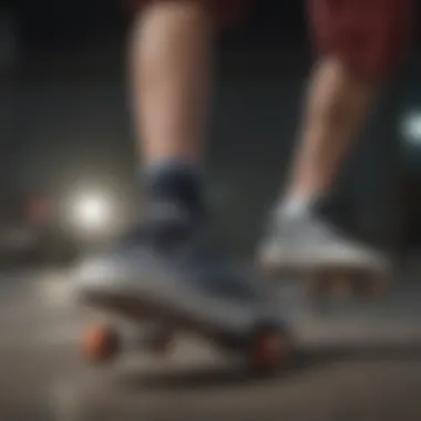 Skateboarder performing a trick while wearing Vans Rowan sneakers.