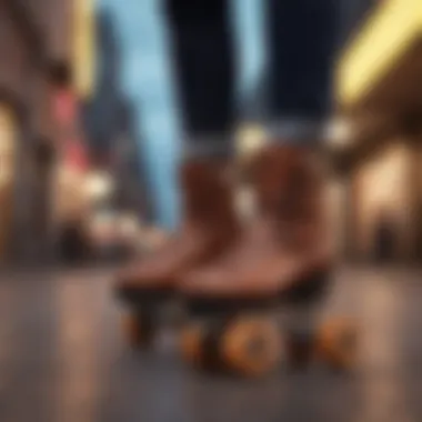 Enjoying Roller Skating in the City Roller skate shoes on a woman skating in an urban environment