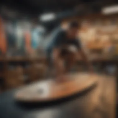 A well-stocked skimboard shop showcasing various boards and gear