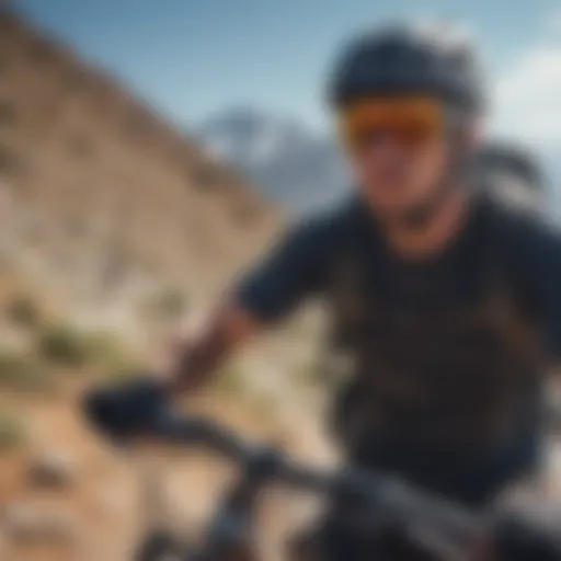 Dynamic athlete wearing Smith Snare sunglasses during a thrilling mountain biking descent