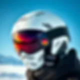 Close-up view of a high-tech snowboarding helmet showcasing advanced safety features