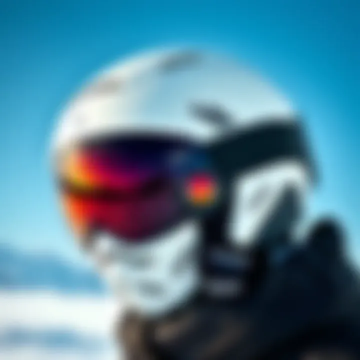 Close-up view of a high-tech snowboarding helmet showcasing advanced safety features