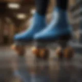 Harmony Blue Impala roller skates on a ramp
