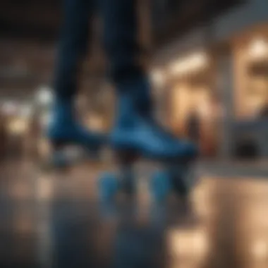 Skater performing a trick in Harmony Blue skates