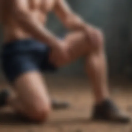 Demonstration of a knee tendon stretching technique