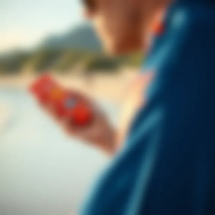 Applying Sun Bum Mineral Tinted Sunscreen at the Beach User applying Sun Bum Mineral Tinted Sunscreen on the beach