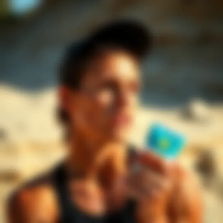 Athletes Using Sun Bum Mineral Tinted Sunscreen Outdoors Outdoor sports athletes applying Sun Bum Mineral Tinted Sunscreen