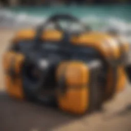 A high-quality surf travel bag with vibrant designs