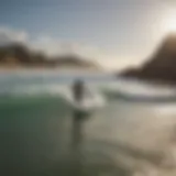 Stunning view of Cartagena's coastline with surfers in action