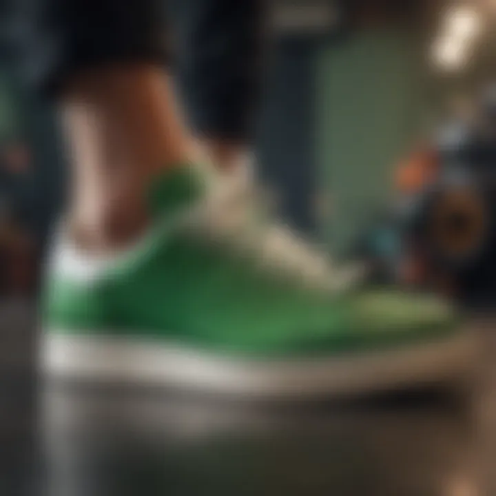 An eco-friendly design concept of Stan Smith Green sneakers, illustrating sustainable practices in sneaker production.