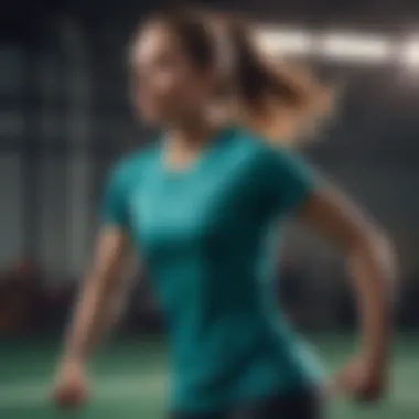 Athlete wearing a teal Nike shirt during a dynamic workout