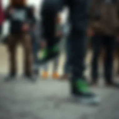 Community of Adventurers Group of extreme sports enthusiasts wearing black and green DC shoes
