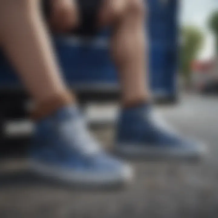 Group of extreme sports enthusiasts wearing blue and black checkered Vans