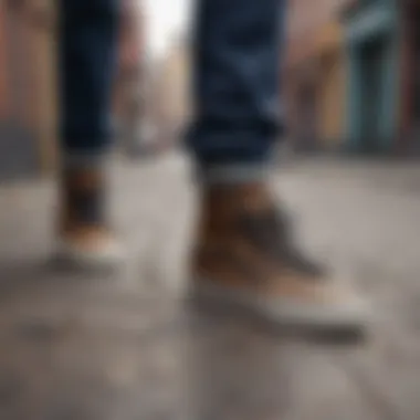 Urban landscape featuring leopard print hi-top Vans