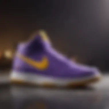 Performance in Action with Nike Footwear Athlete showcasing skills while wearing purple and gold Nike shoes