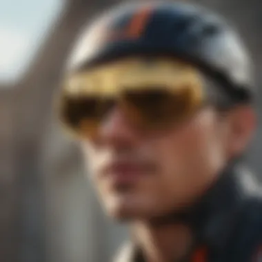Extreme Sports Enthusiast in Action An athlete wearing gold frame sunglasses while performing an extreme sport
