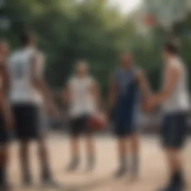 Players engaging in a game of outdoor basketball