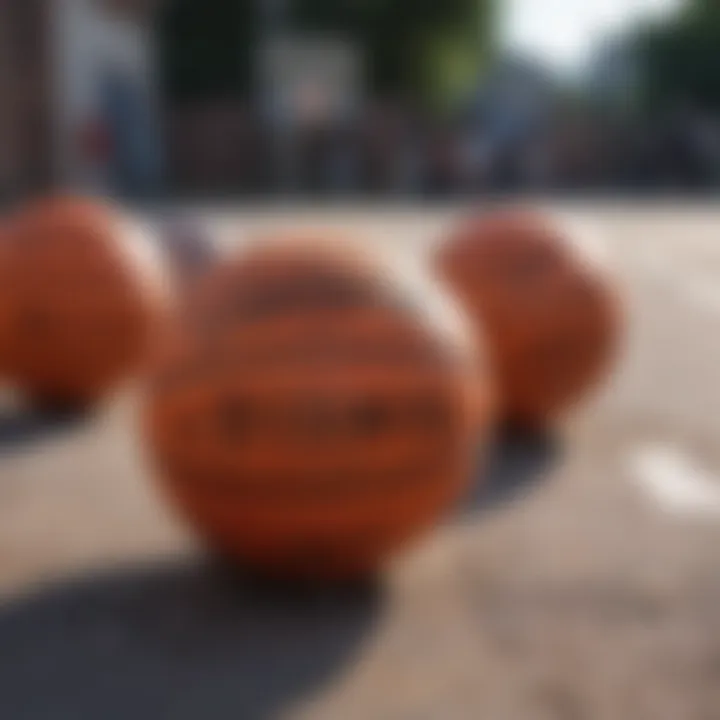 Different outdoor basketballs displayed together