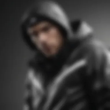 Athlete in Action with Black and White Windbreaker An extreme sports athlete wearing a black and white windbreaker while engaged in action