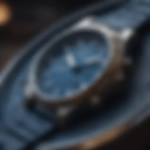 Close-up view of the blue Nixon watch showcasing its intricate design.