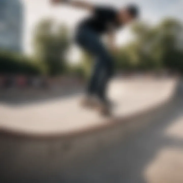 Vans worn by skateboarders performing tricks at a skate park.