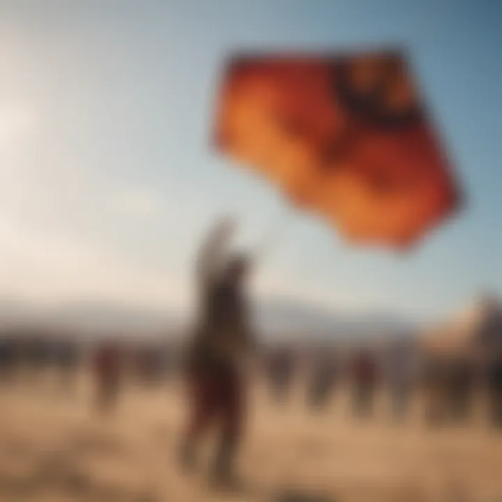 Traditional kite flying in a cultural festival