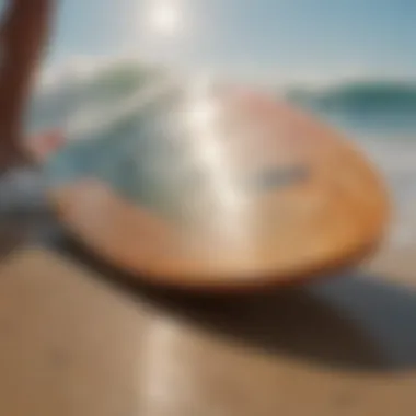 Close-up view of the 662 skimboard's unique design and features