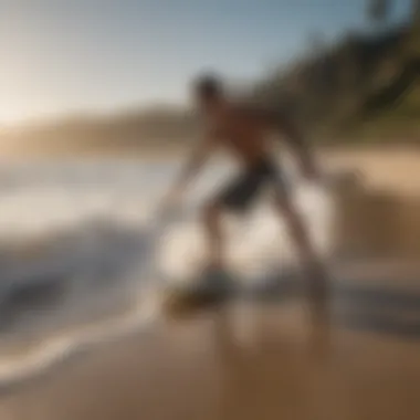 A scenic beach location ideal for skimboarding