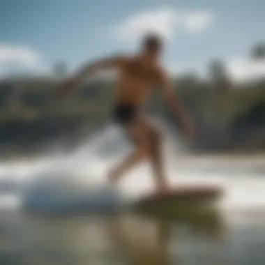 Illustration of various techniques used in skimboarding