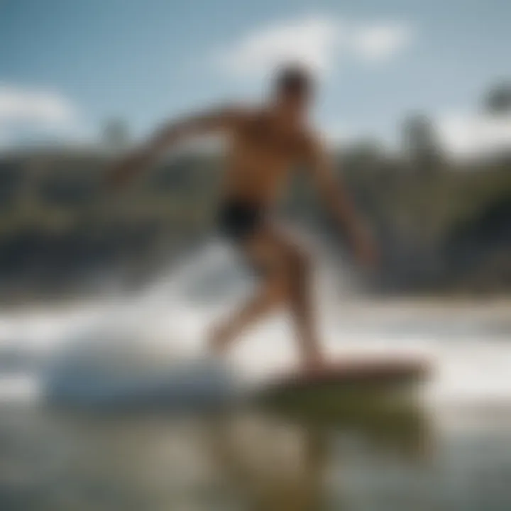 Illustration of various techniques used in skimboarding