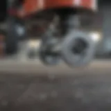 A close-up view of speed washers on a skateboard axle, showcasing their precision engineering.