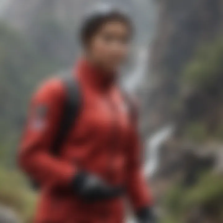 Extreme sports athlete wearing a red tech fleece jacket during an adventure