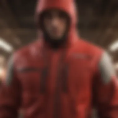 Innovative design features of the red tech fleece jacket