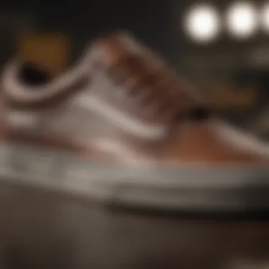 A close-up of Vans shoes highlighting craftsmanship and material